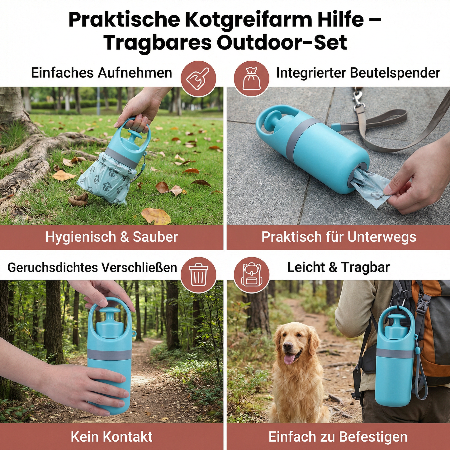 Kotgreifarm mit Kotbeutelhalter – Hygienische Hilfe für Spaziergänge mit Hund