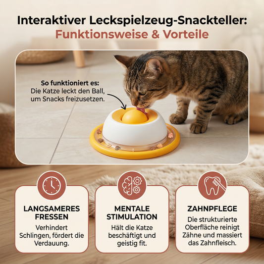 Interaktiver Leckspielzeug Snackteller für Katzen – Beschäftigung & langsameres Fressen