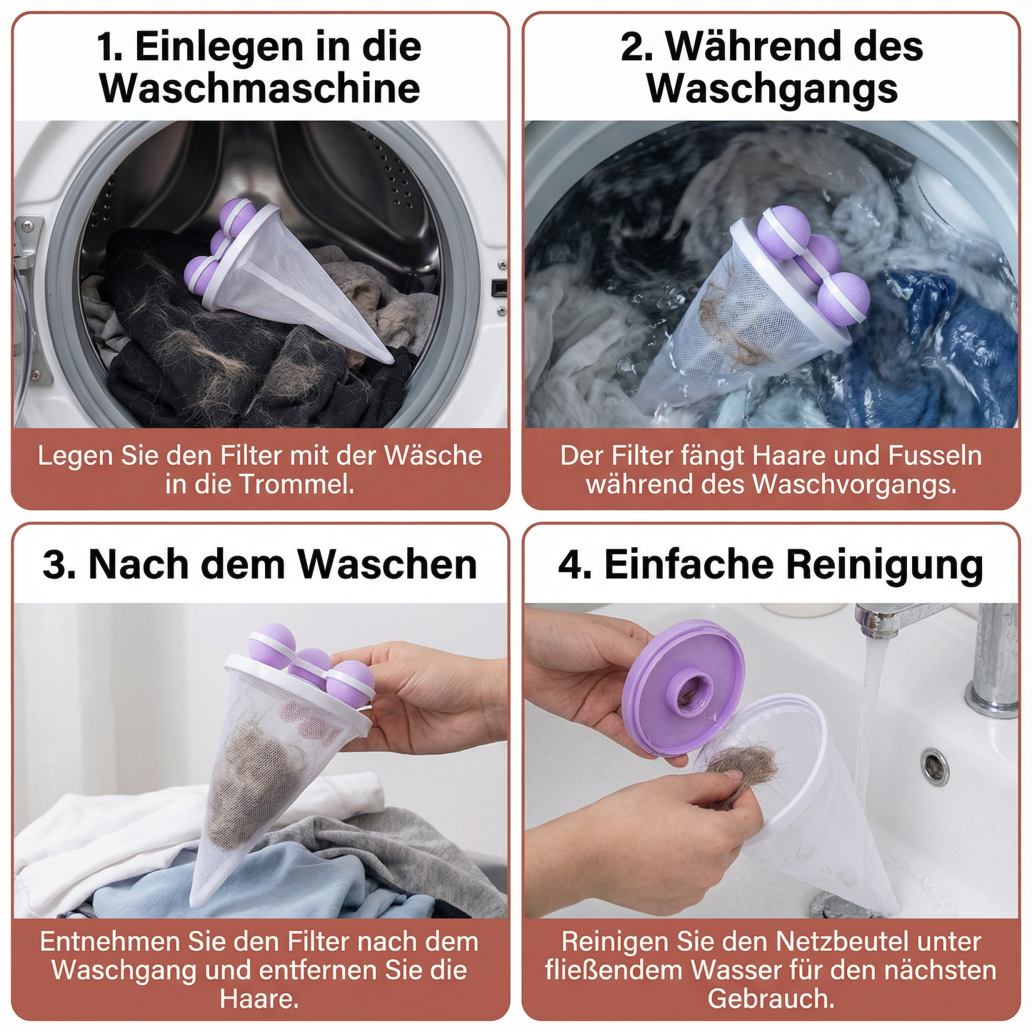 Wäsche Tierhaar Filter – Weniger Tierhaare auf Kleidung & Textilien